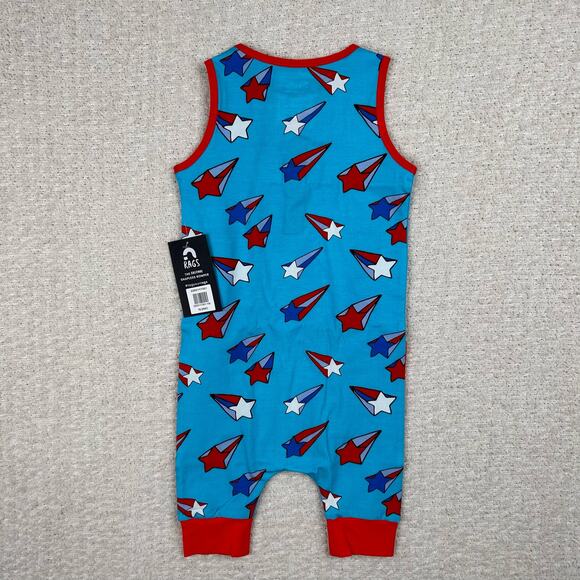 Rags to Raches Boys Romper 18-24M Blue Shooting Star Stretch Patriotic Tank - Picture 6 of 8
